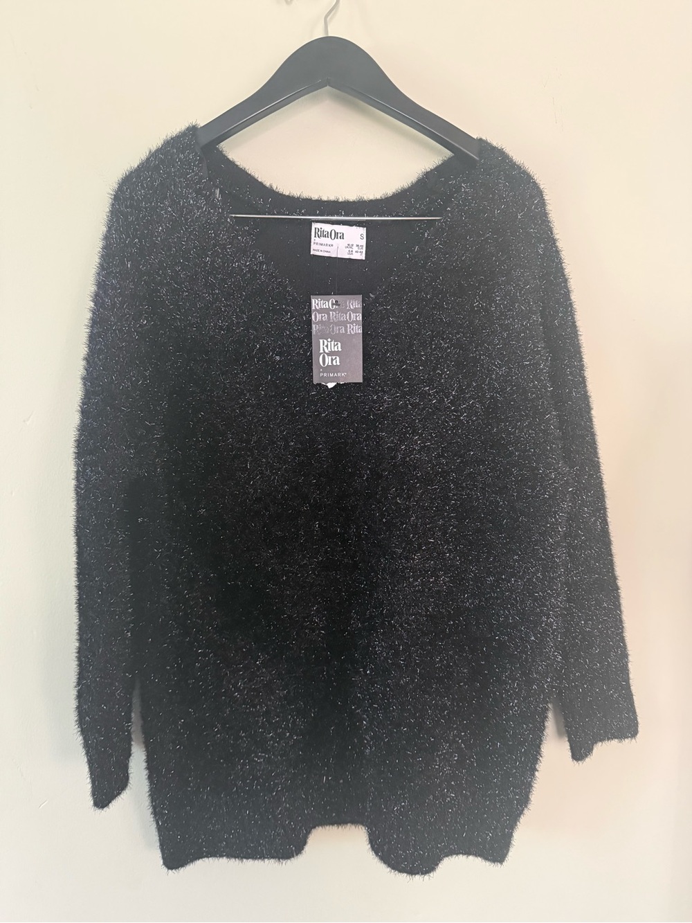 Primark Rita Ora Black Fuzzy Crew Neck Sweater
